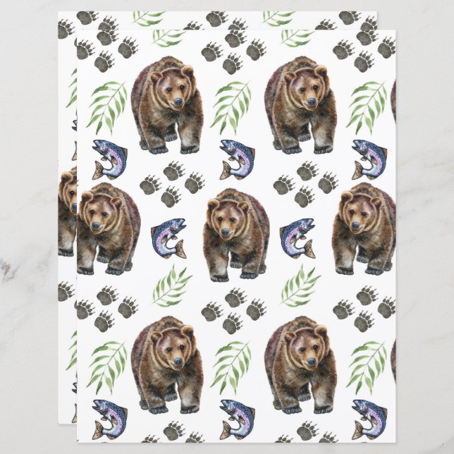 Bear Scrapbook Paper (Vorne/Hinten)