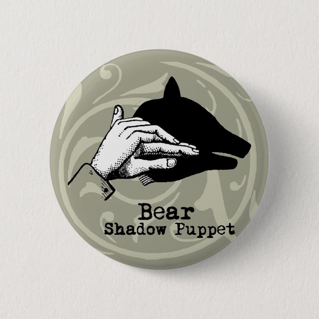 Bear Shadow Puppet Hand Vintag Button (Vorderseite)
