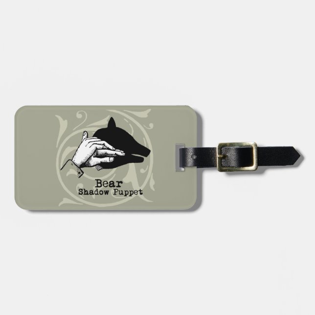 Bear Shadow Puppet Hand Vintag Gepäckanhänger (Vorderseite horizontal)