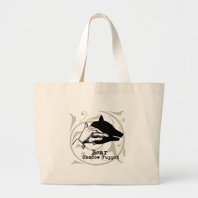 Bear Shadow Puppet Hand Vintag Jumbo Stoffbeutel (Vorne)
