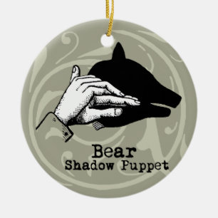 Bear Shadow Puppet Hand Vintag Keramikornament