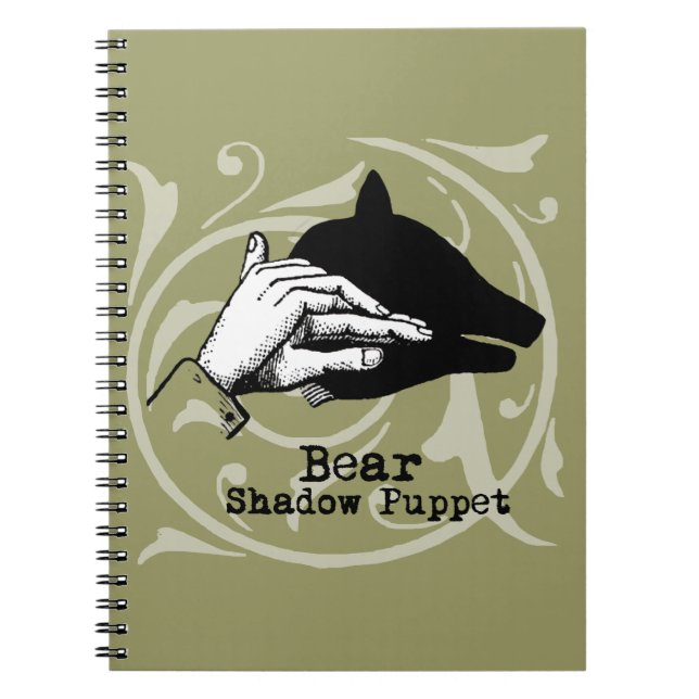 Bear Shadow Puppet Hand Vintag Notizblock (Vorderseite)