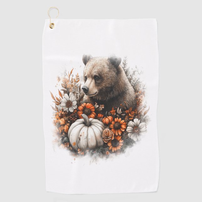 Bear Shirt Country Pumpkin Golfhandtuch (Vorderseite)