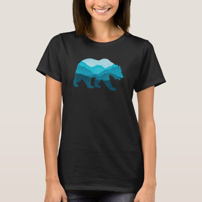 Bear Silhouette Outdoor Landscape Wildlife Forest  T-Shirt (Vorderseite)