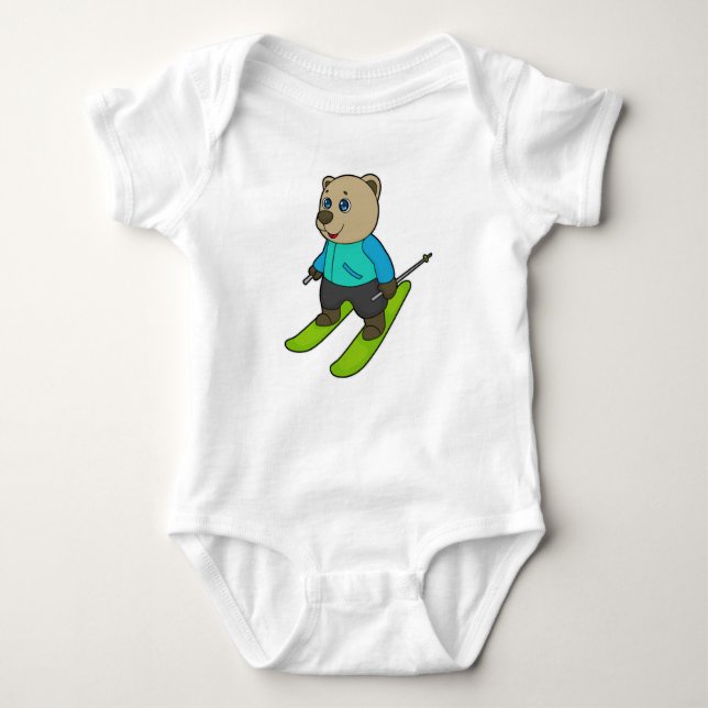 Bear Skier Ski Baby Strampler (Vorderseite)