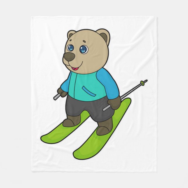 Bear Skier Ski Fleecedecke (Vorderseite)