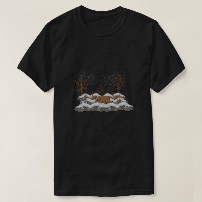 Bear Sleeing im Winter T-Shirt (Design vorne)