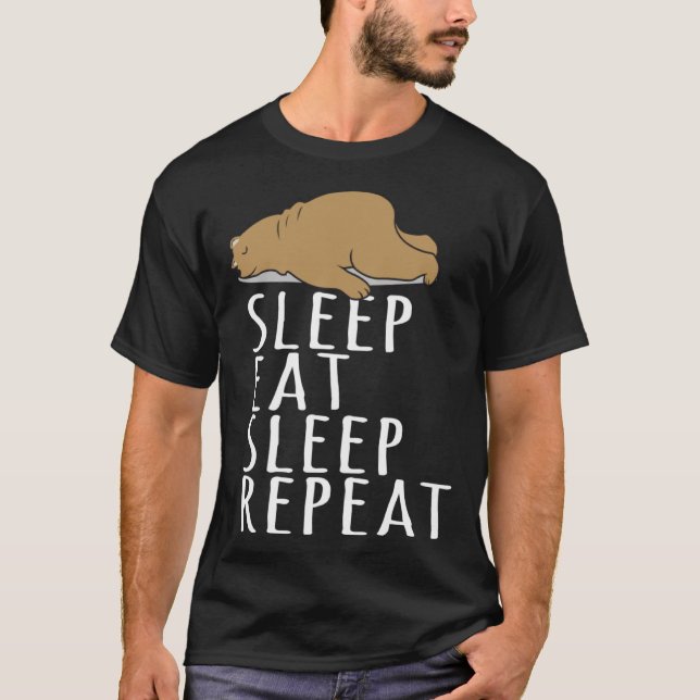Bear Sleep Eat Repeat Slogan Nightdress T-Shirt (Vorderseite)