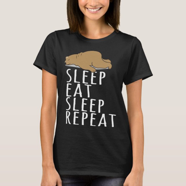 Bear Sleep Eat Repeat Slogan Nightdress T-Shirt (Vorderseite)