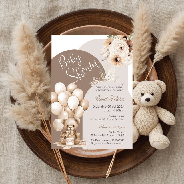 Bear Spanish Baby Shower Boy Einladung (Von Creator hochgeladen)