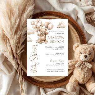 Bear Spanish Baby Shower Girl Einladung