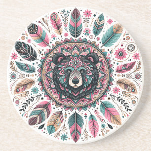 Bear Spirit Feather Sandstone Untersetzer