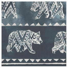 BEAR SPIRIT Indigo Boho Tribal Muster Fabric Stoff
