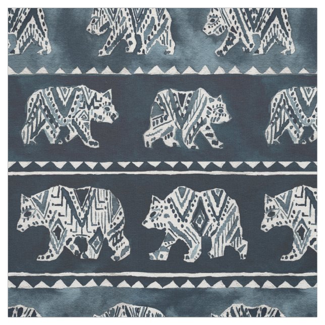 BEAR SPIRIT Indigo Boho Tribal Muster Fabric Stoff (Muster)