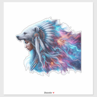 Bear Spirit Warrior Custom Cut Vinyl Sticker