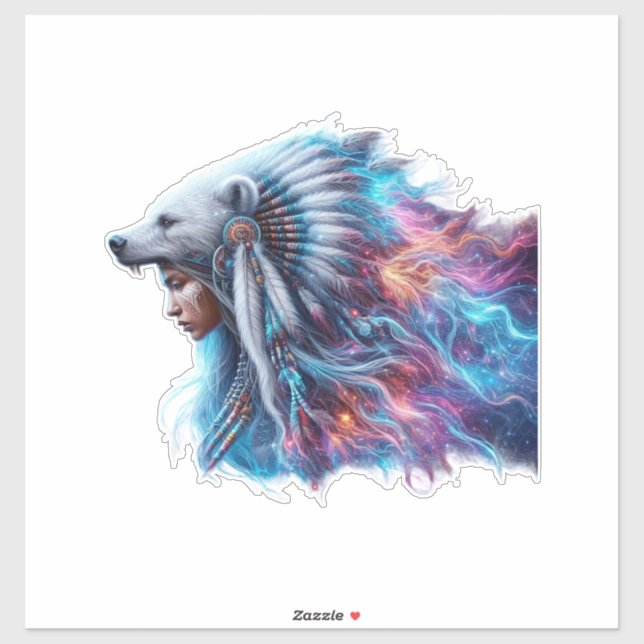 Bear Spirit Warrior Custom Cut Vinyl Sticker (Blatt)