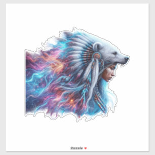 Bear Spirit Warrior Custom Cut Vinyl Sticker