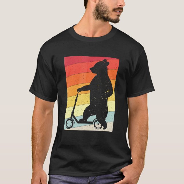 Bear Stone Kick Scooter Kick Scooter Skater Retro T-Shirt (Vorderseite)