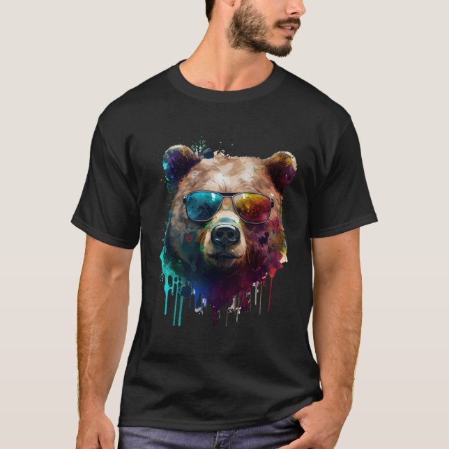 Bear sunglasses glasses vacation party  bear fan T-Shirt (Vorderseite)