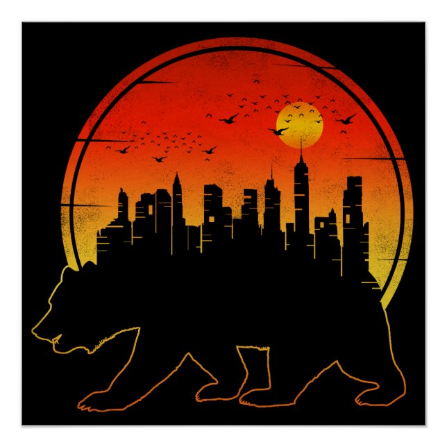 Bear Sunset City Poster (Vorderseite)