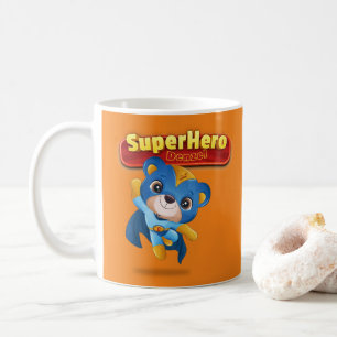 🦸 ‍ ♂️ Bear SuperHero Individuelle Name, Initial  Kaffeetasse