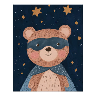 Bear Superhero Print, Kids Kinderzimmer Wall Art Poster
