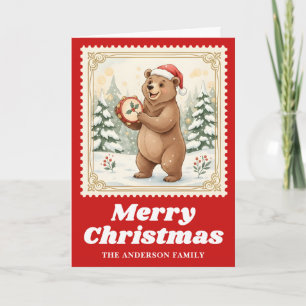 Bear Tambourine Retro Porto Briefmarke Weihnachten
