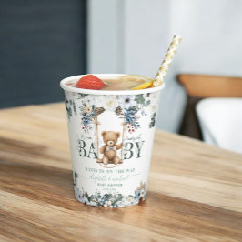 Bear the way Blume Greenery Baby Shower Pappbecher