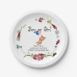 Bear Theme Gender Reveal Party Paper Plate Pappteller