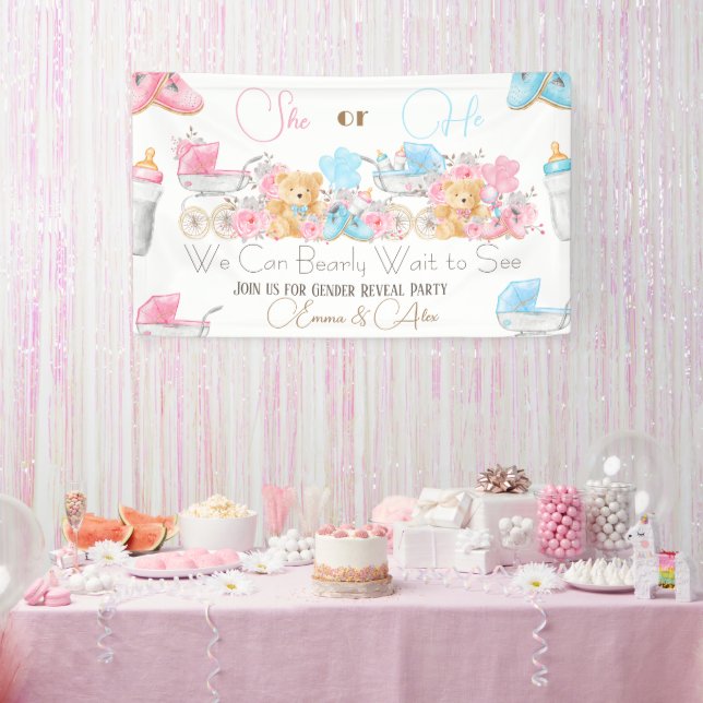 Bear Theme Gender Reveal Party Willkommen Banner (Party)