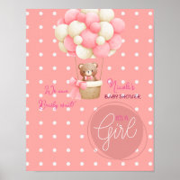 Bear Theme Pink Peach Heißluftballon Babydusche