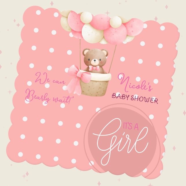 Bear Theme Pink Peach Heißluftballon Babydusche Untersetzer (Bear Theme Pink Peach Hot Air Balloon Baby Shower Theme)