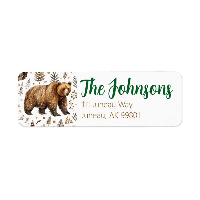 Bear Themed Personalisiert Address Labels (Vorne)