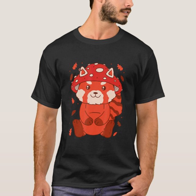Bear Toadstool Hat Autumn Cat Bear Red Panda T-Shirt (Vorderseite)