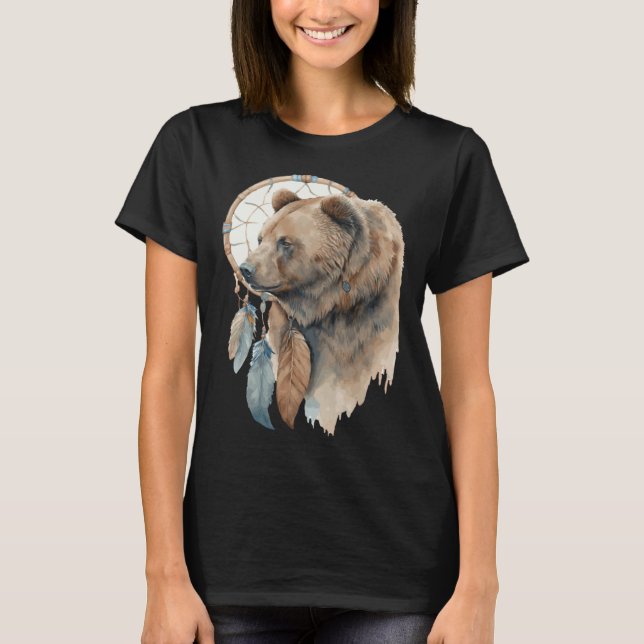 Bear Tribal Watercolor Bear Dream Catcher  1 T-Shirt (Vorderseite)