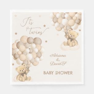 Bear Twins Geschlecht Neutral Brown Beige Baby Dus Serviette