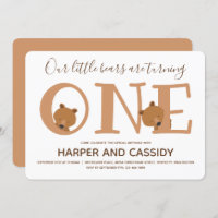 Bear Twins One Süße Tier Erster Geburtstag