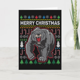 Bear Ugly Christmas Sweater Wildlife Series Feiertagskarte