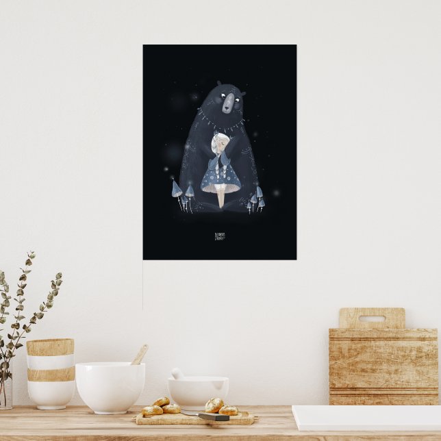 BEAR und BLAU MUSHROOM von Alexandra Dikaia Poster (Küche)