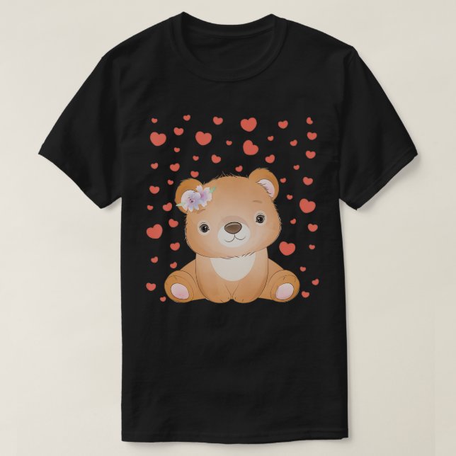 Bear Valentine's Day Red Heart's For Bear Lover T-Shirt (Design vorne)