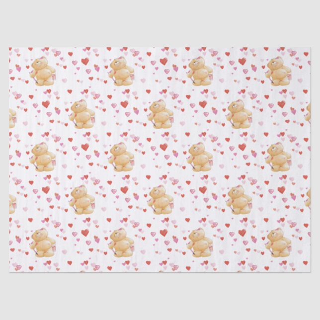 Bear Valentine's Day Tissue Paper Seidenpapier (Vorderseite)