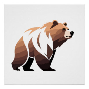 Bear Vector Art Animal Modern Urban City Grafik Poster