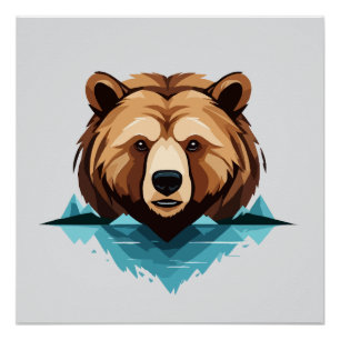 Bear Vector Art Animal Modern Urban City Grafik Poster
