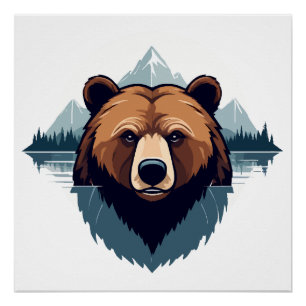 Bear Vector Art Animal Modern Urban City Grafik Poster