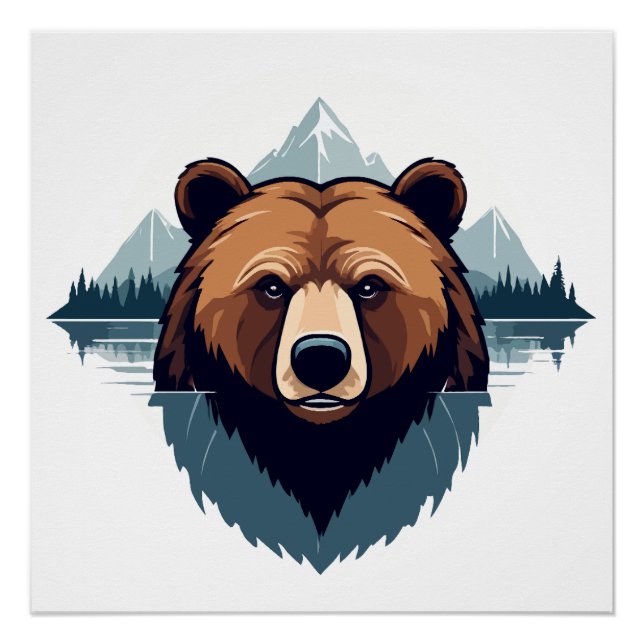 Bear Vector Art Animal Modern Urban City Grafik Poster (Vorderseite)