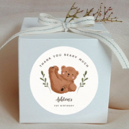 Bear Vielen Dank Beary Much Boy Birthday Party Runder Aufkleber
