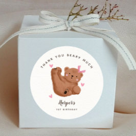 Bear Vielen Dank Beary Much Girl Birthday Party Runder Aufkleber