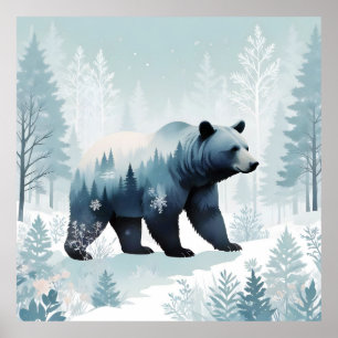 Bear Vintag Animal Nature Forest City Malerei Poster