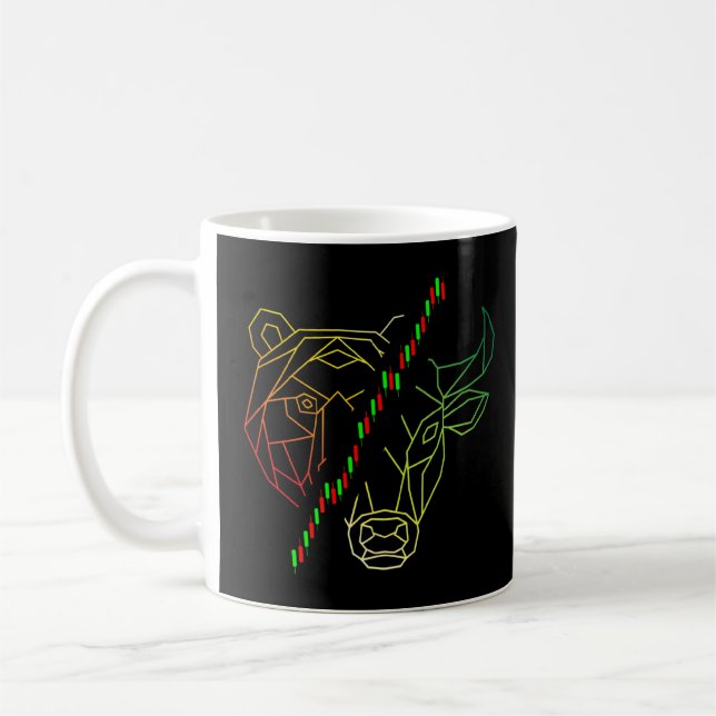 Bear Vs Bull Crypto Diagramm Analyse Kryptowährung Kaffeetasse (Links)