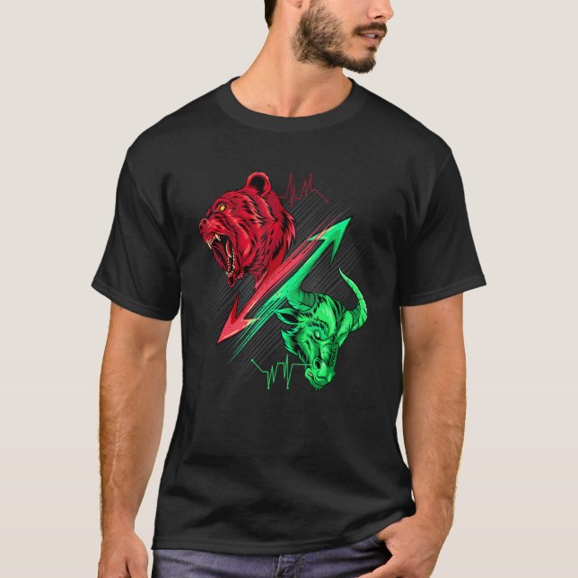 Bear VsBull Stock Chart Analysis Kryptowährung T-Shirt (Vorderseite)